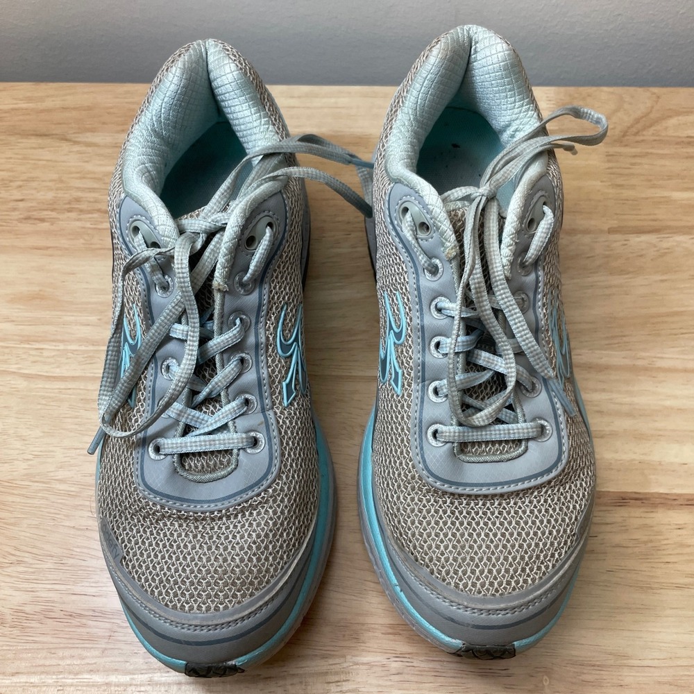 Gravity Defyer Women Size 9 Mesh Athletic Shoes Gray Aqua VersoShock‎